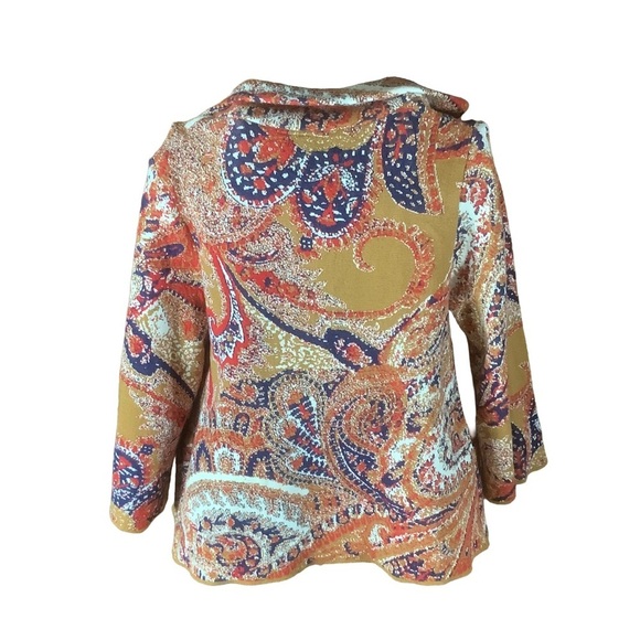 Anthropologie Moth Paisley Knit Jacket Cardigan Boho Open Front XS - Picture 5 of 13